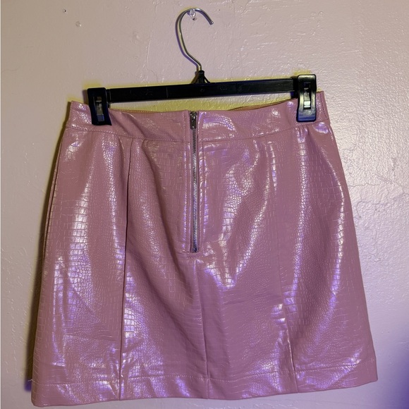 Miami Faux Croc Leather Pink Mini Skirt - Picture 2 of 5